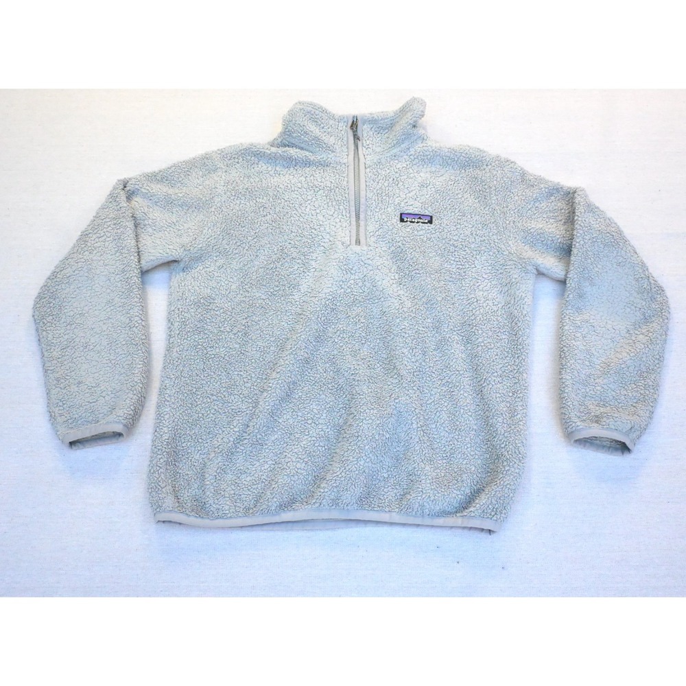 Patagonia Size M Heather Grey High Pile Fleece Quarter Zip Pullover Recycled